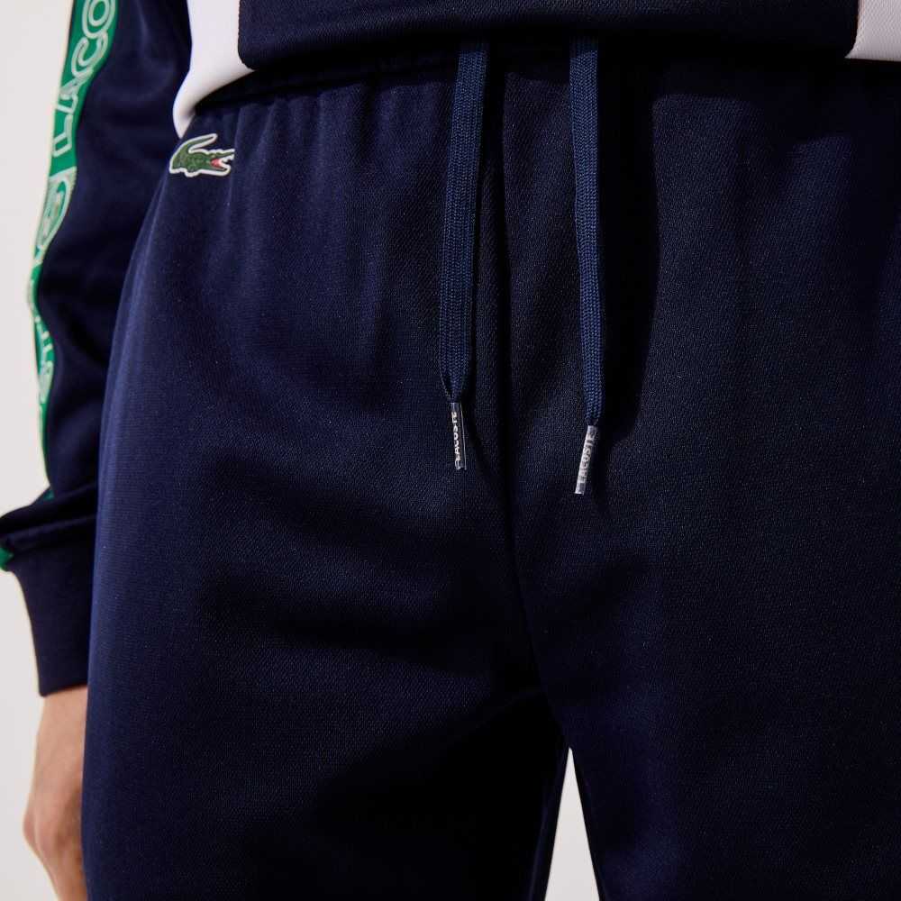 Navy Blue / White / Green Lacoste SPORT Branded Bands Tracksuit Pants | YNQOFH-079