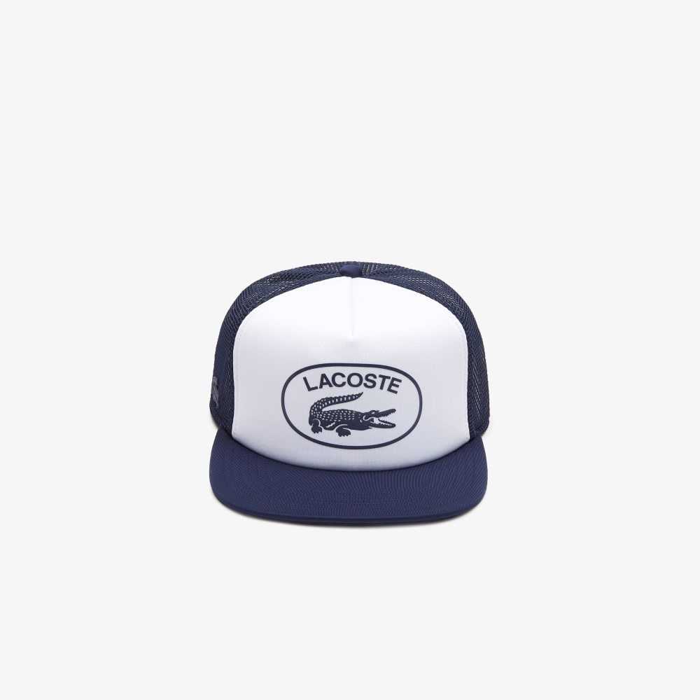 Navy Blue / White Lacoste Mesh And Neoprene Cap | RWKGHA-235