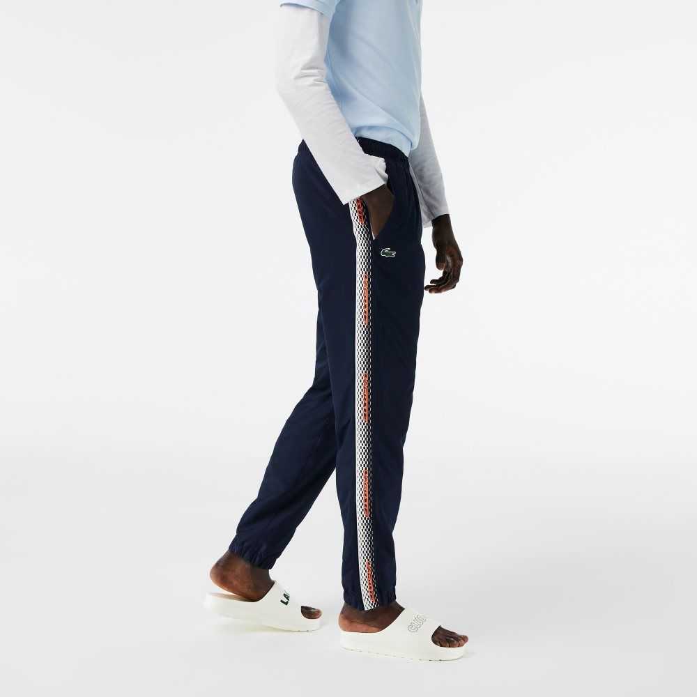 Navy Blue / White Lacoste Regular Fit Track Pants | OGIJTZ-738