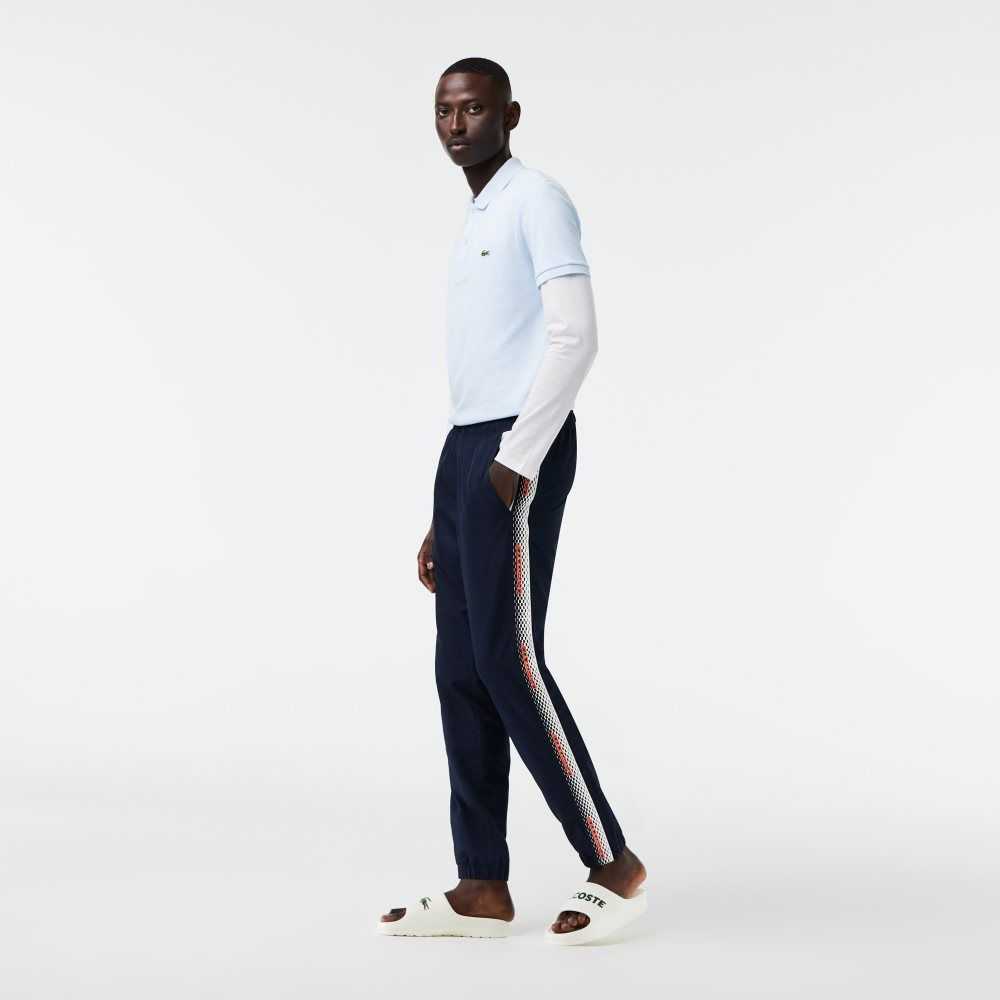 Navy Blue / White Lacoste Regular Fit Track Pants | OGIJTZ-738