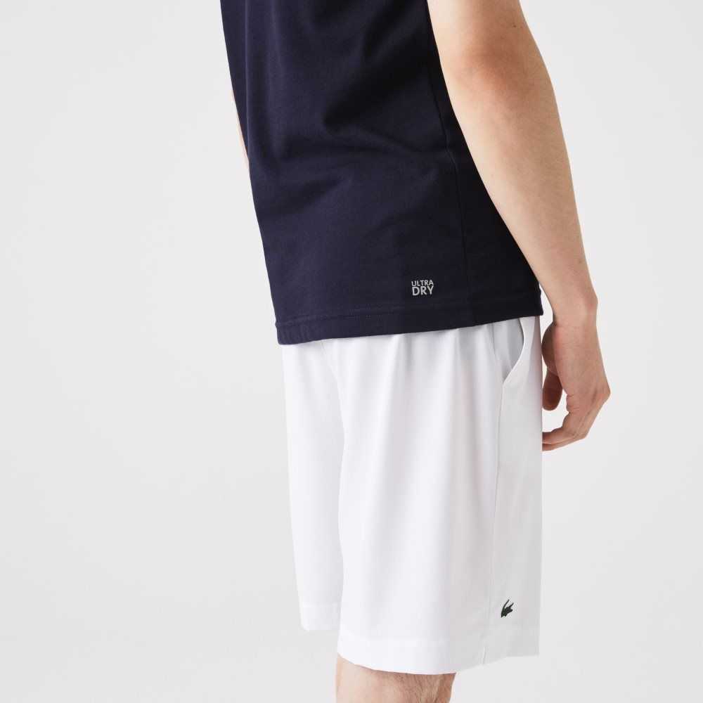 Navy Blue / White Lacoste SPORT 3D Print Crocodile Breathable Jersey T-Shirt | TIUVQF-237