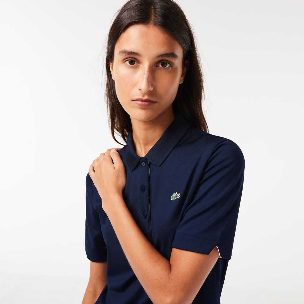 Navy Blue / White Lacoste SPORT Breathable Stretch Golf Polo | UAWDEL-954