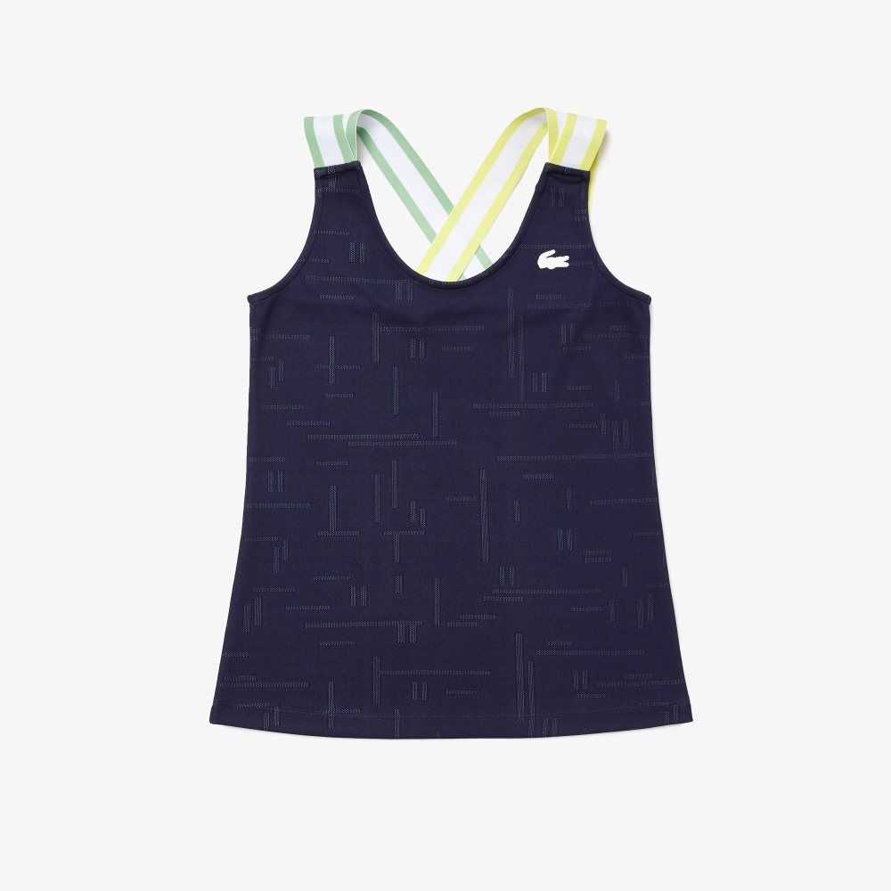 Navy Blue / White Lacoste SPORT Close-Fitting Tank Top | BLPHAX-163