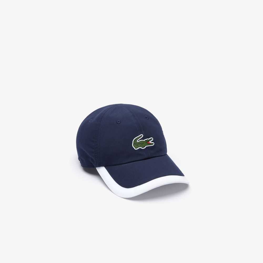 Navy Blue / White Lacoste SPORT Contrast Border Lightweight Cap | IAZHKC-423