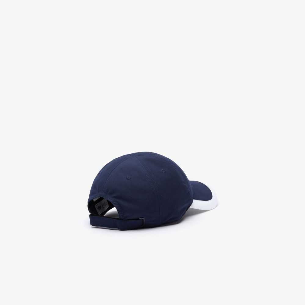 Navy Blue / White Lacoste SPORT Contrast Border Lightweight Cap | IAZHKC-423