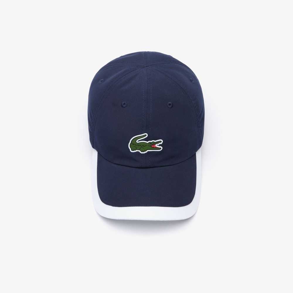 Navy Blue / White Lacoste SPORT Contrast Border Lightweight Cap | IAZHKC-423