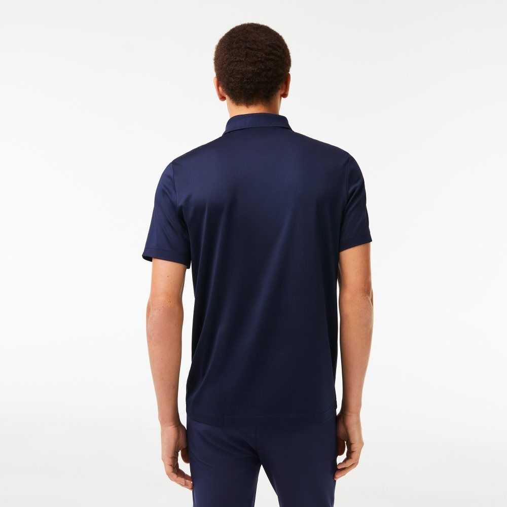 Navy Blue / White Lacoste SPORT Jersey Golf Polo Shirt | SQIEHA-098