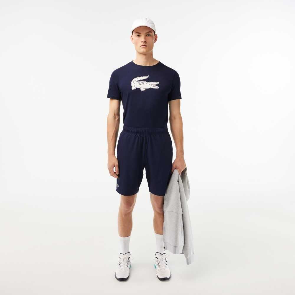 Navy Blue / White Lacoste SPORT Ultra-Light Shorts | GDJNLU-682