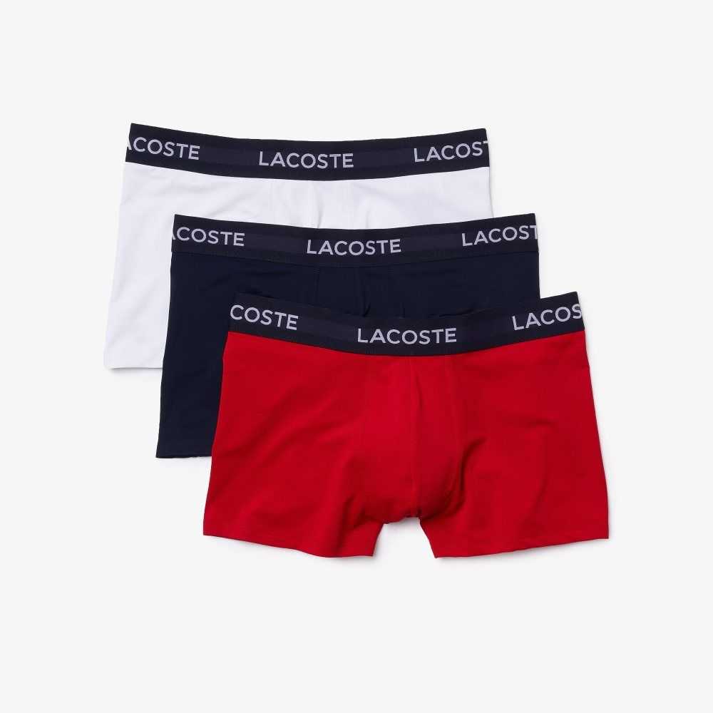 Navy Blue / White / Red Lacoste Microfiber Trunk 3-Pack | XUZMGH-519