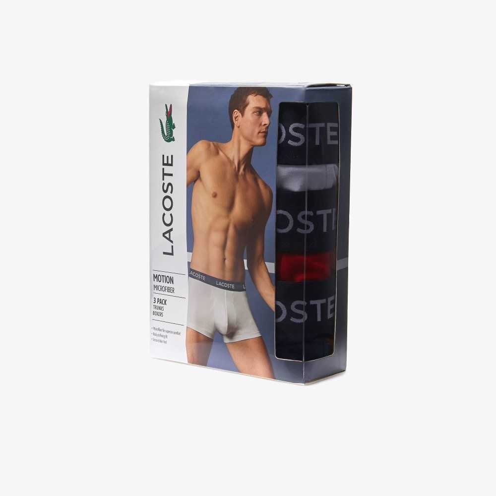 Navy Blue / White / Red Lacoste Microfiber Trunk 3-Pack | XUZMGH-519