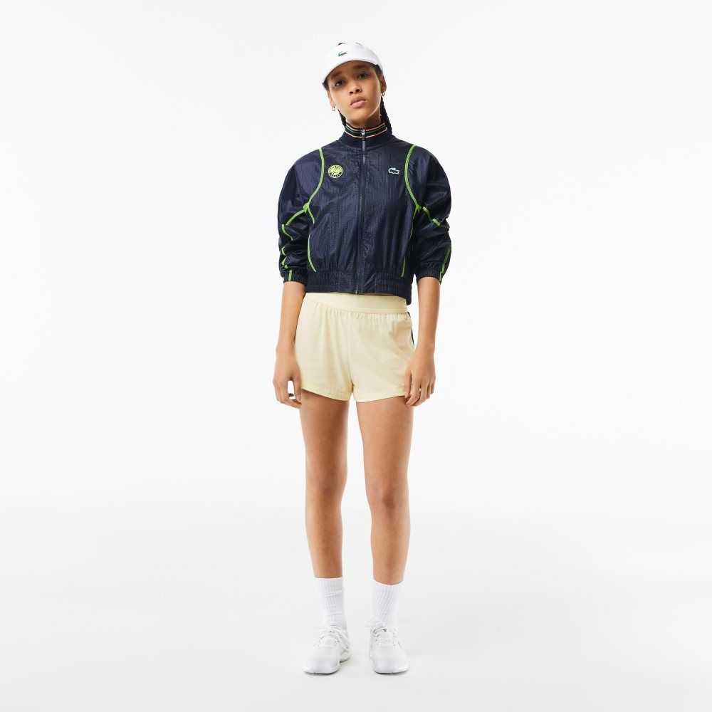 Navy Blue / Yellow Lacoste Roland Garros Edition Post-Match Cropped Jacket | IDLTEK-768