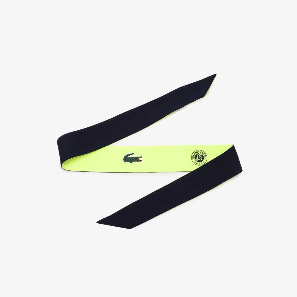 Navy Blue / Yellow Lacoste SPORT Roland Garros Edition Pique Bandana | AYQERK-905