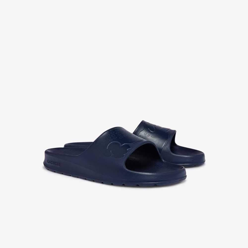 Navy/Navy Lacoste Croco 2.0 Logo Strap Slides | IHPFVR-540