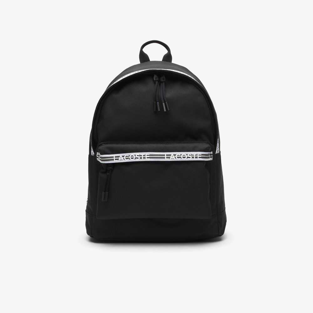 Noir Blanc Lacoste Neocroc Backpack with Zipped Logo Straps | BDCYLU-790