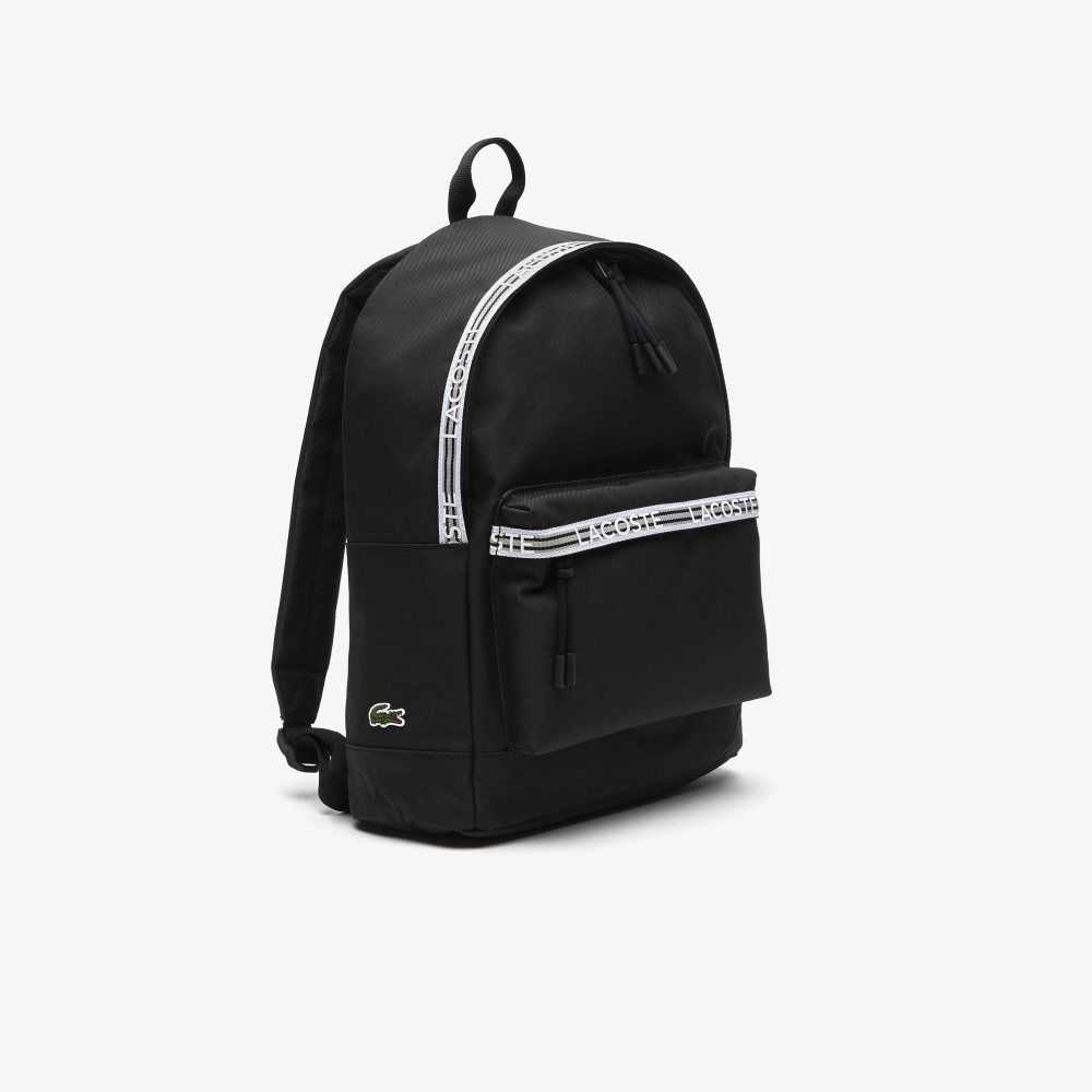 Noir Blanc Lacoste Neocroc Backpack with Zipped Logo Straps | BDCYLU-790