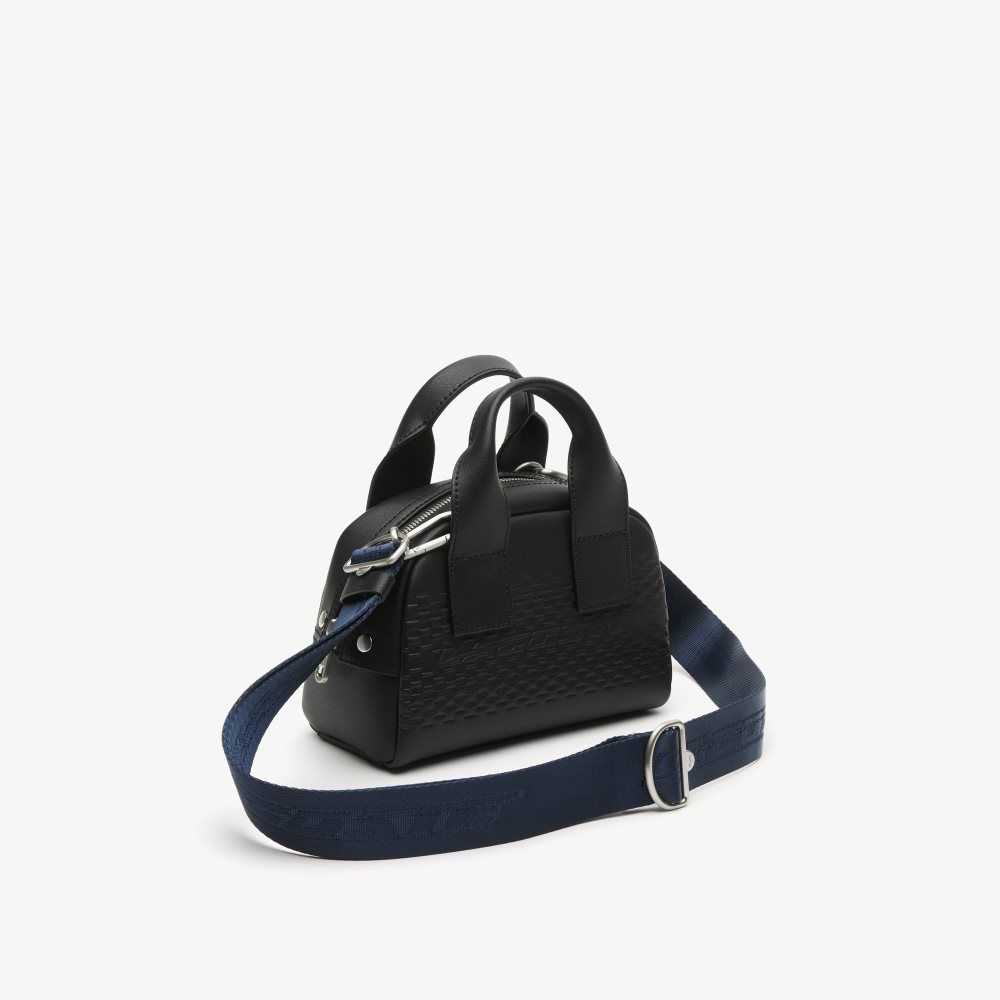 Noir Bleu Nuit Lacoste Mini Bowling Bag in Split Calfskin Leather | GFKMTP-172