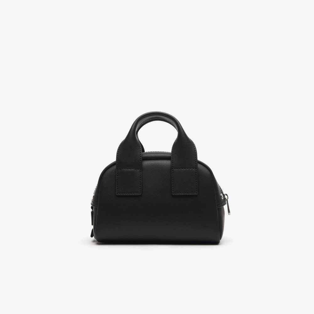 Noir Bleu Nuit Lacoste Mini Bowling Bag in Split Calfskin Leather | GFKMTP-172