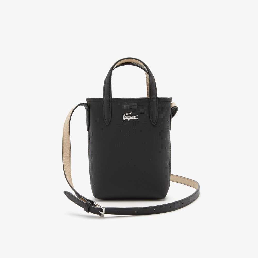 Noir Krema Lacoste Anna Signature Petit Pique Reversible Shoulder Bag | TOIBPZ-394