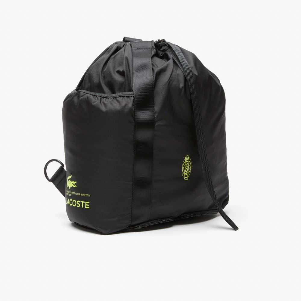 Noir Lime Lacoste Branded Foldable Backpack | NGAIME-104