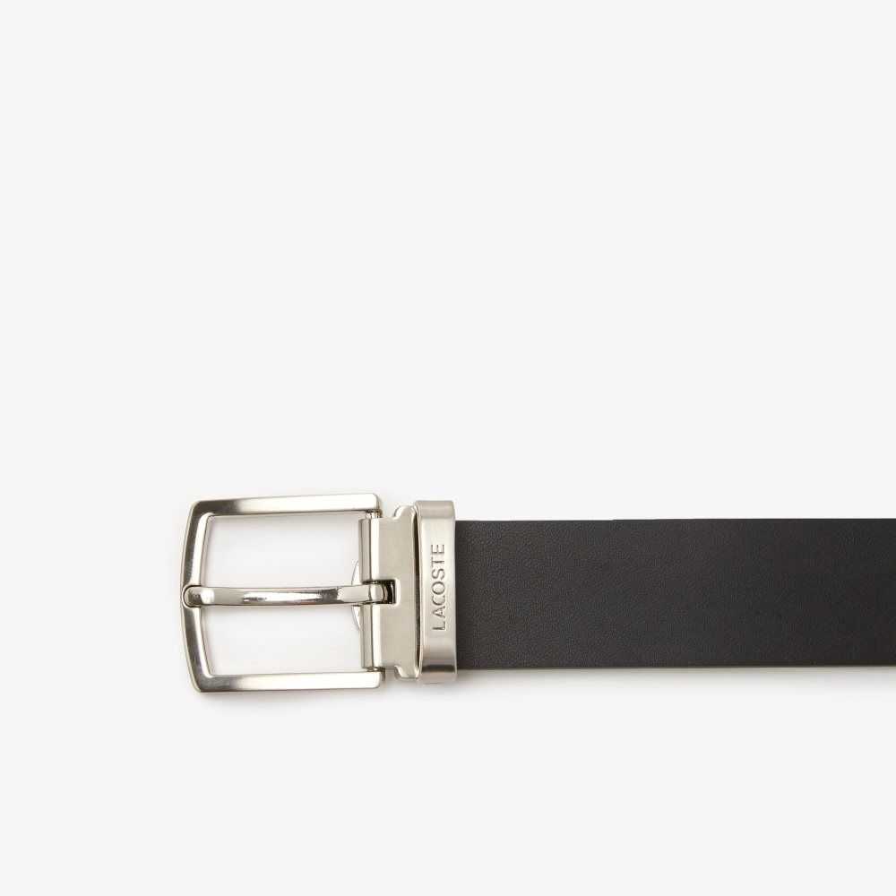 Noir Magnet Lacoste Pin And Flat Buckle Belt Gift Set | AFCNBS-761