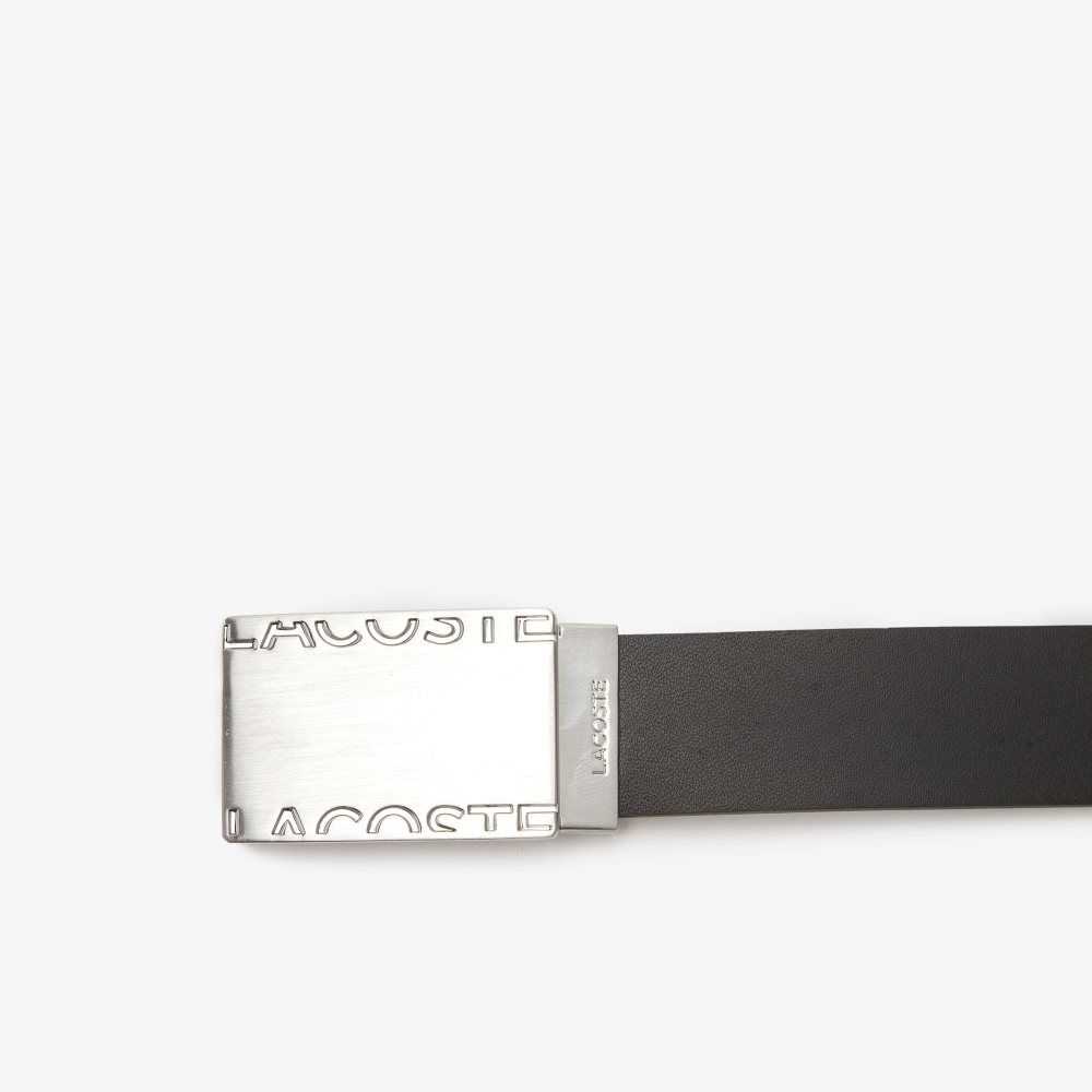 Noir Magnet Lacoste Pin And Flat Buckle Belt Gift Set | AFCNBS-761