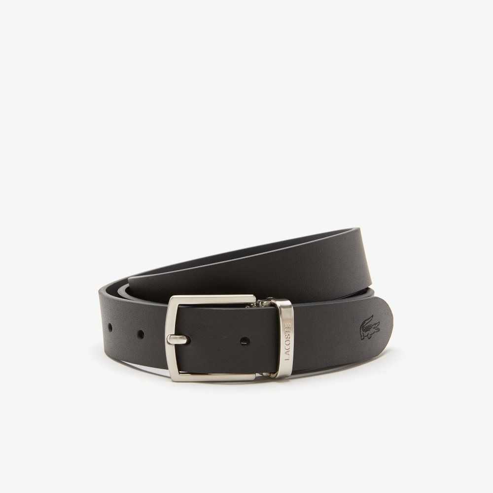 Noir Magnet Lacoste Pin And Flat Buckle Belt Gift Set | AFCNBS-761