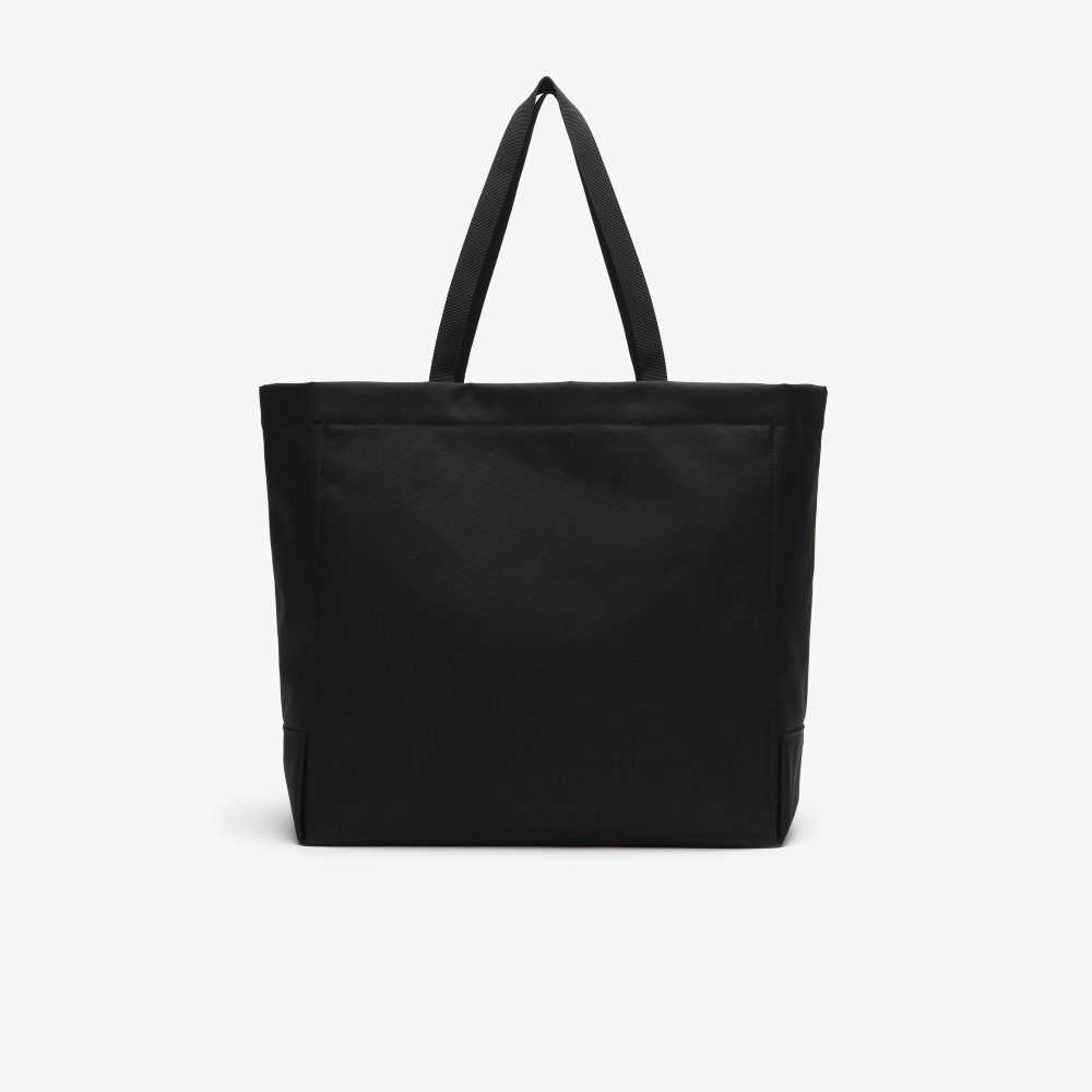 Noir Patch Lacoste Contrast Branding Oversized Tote Bag | MDFXHG-736