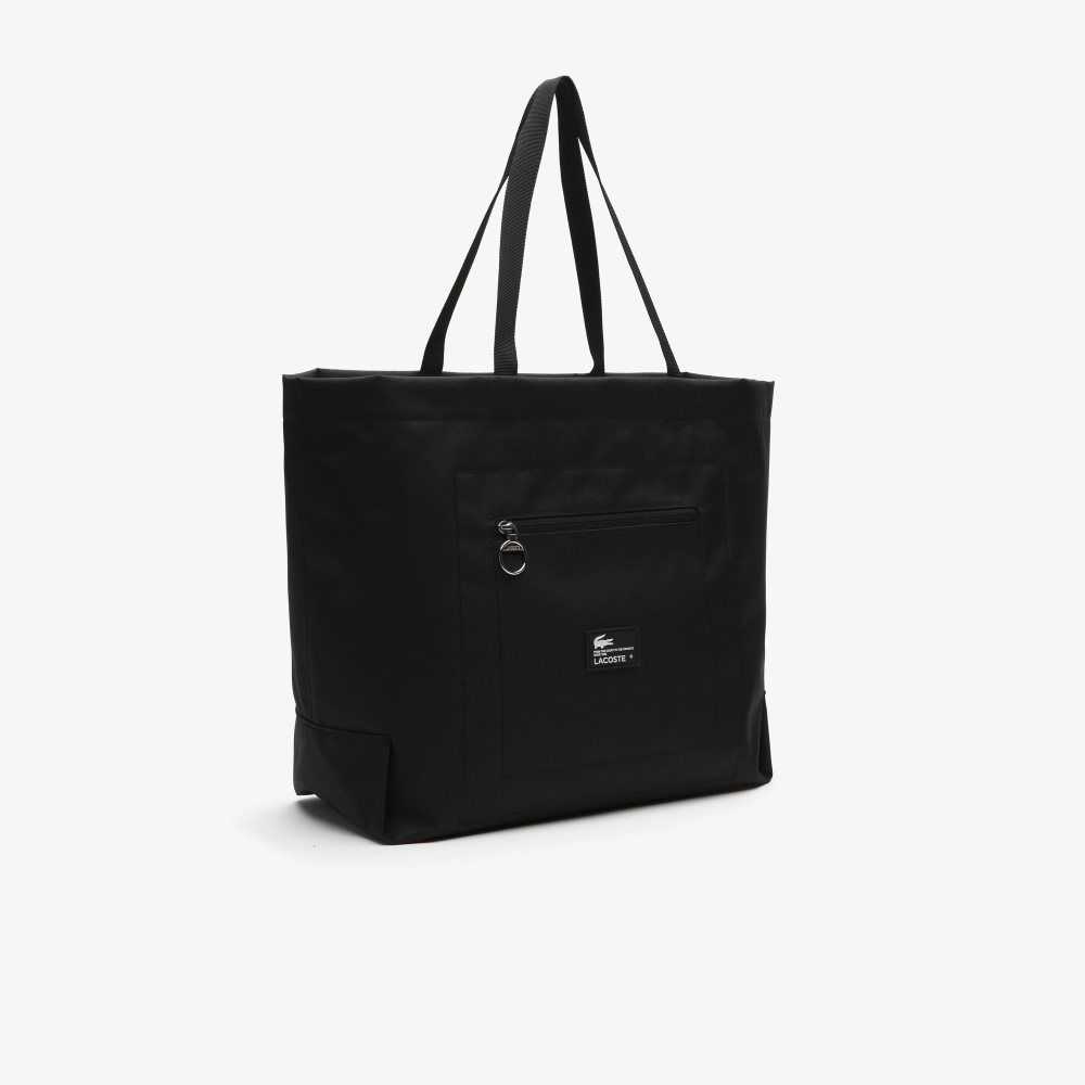 Noir Patch Lacoste Contrast Branding Oversized Tote Bag | MDFXHG-736