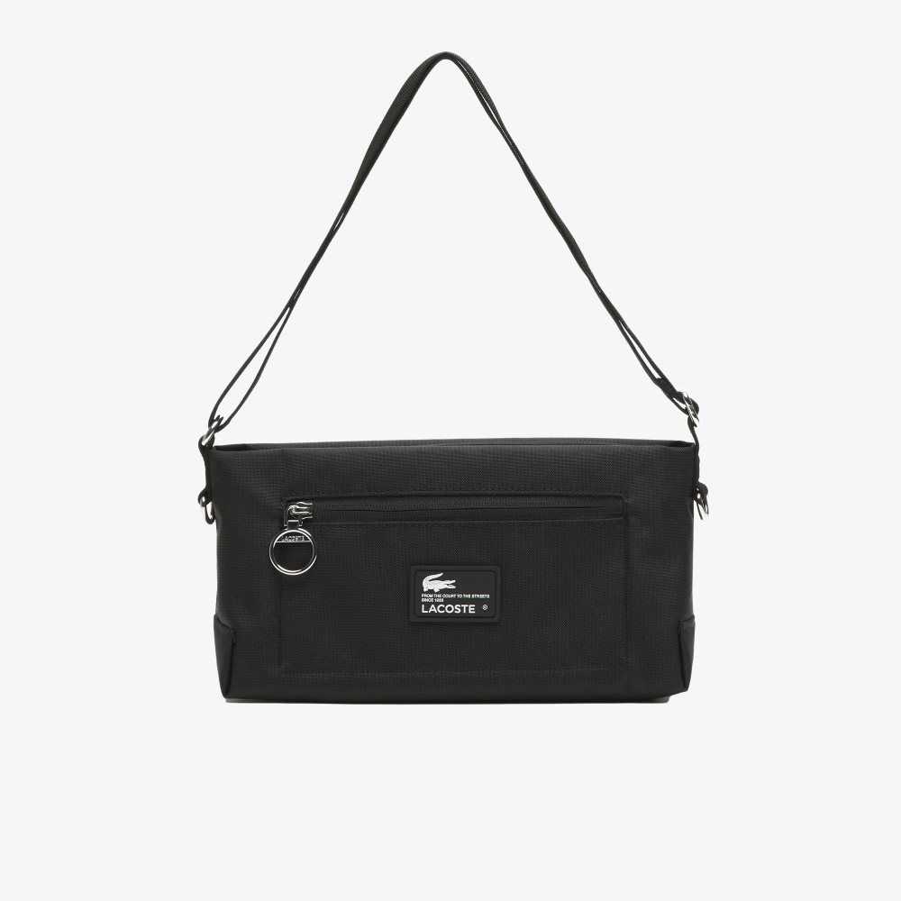 Noir Patch Lacoste Recycled Fiber Zipped Bag | GPHSXI-389