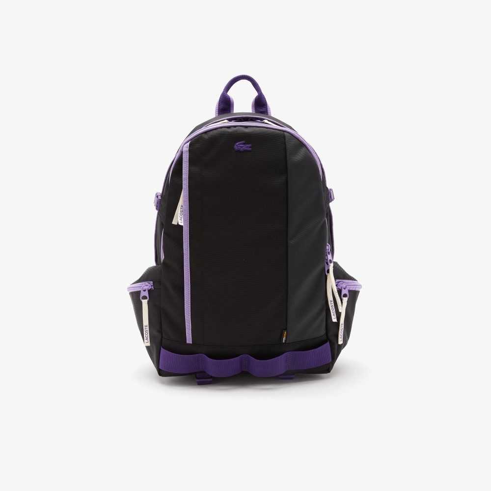 Noir Samui Neva Farine Lacoste Color-Block Zip Pocket Backpack | VFZOWT-740