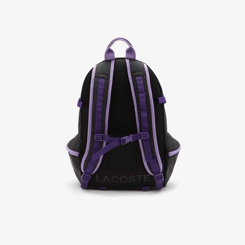 Noir Samui Neva Farine Lacoste Color-Block Zip Pocket Backpack | VFZOWT-740