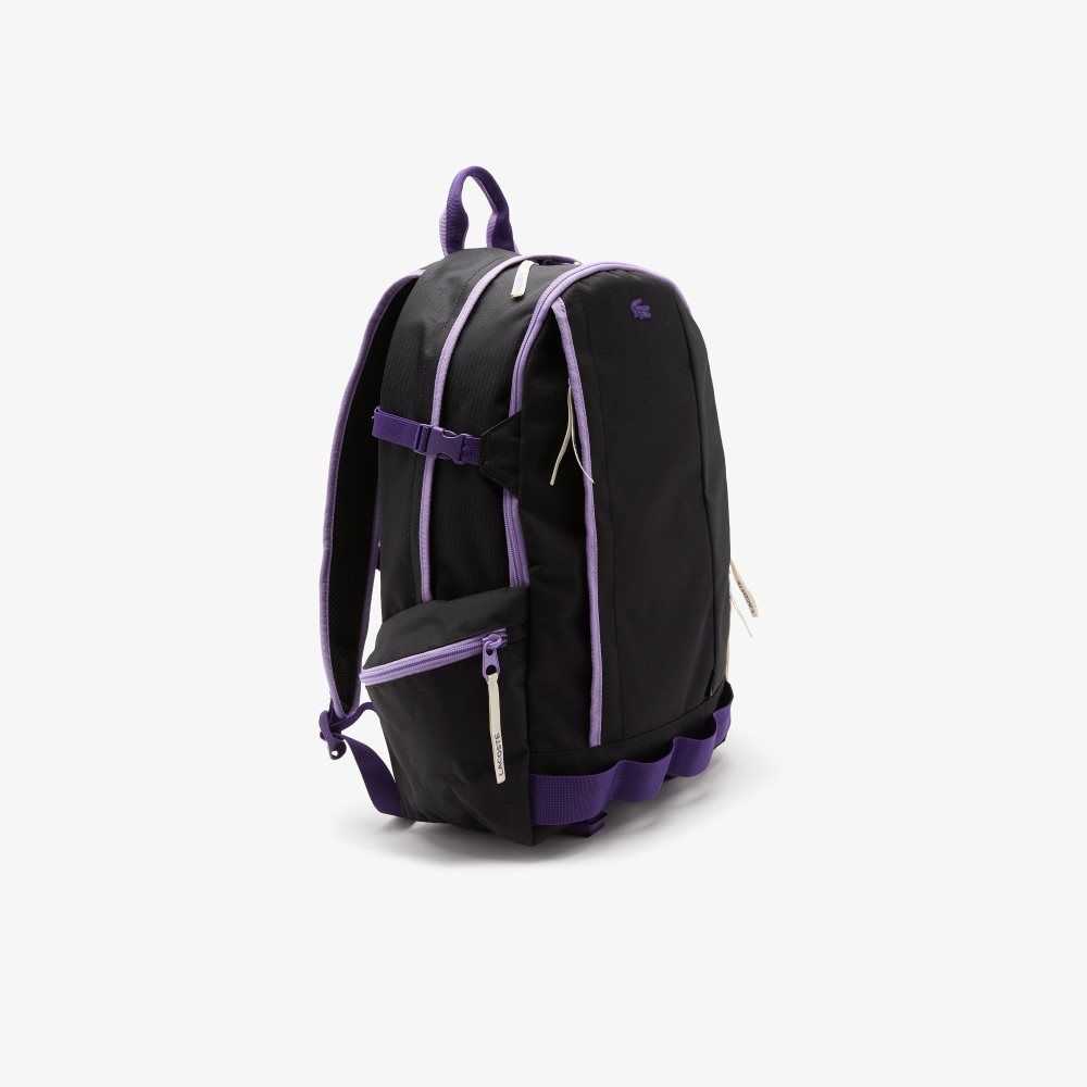 Noir Samui Neva Farine Lacoste Color-Block Zip Pocket Backpack | VFZOWT-740