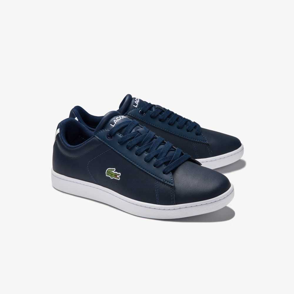 Nvy Lacoste Carnaby Evo Mesh-lined Leather Sneakers | YMGXLA-329