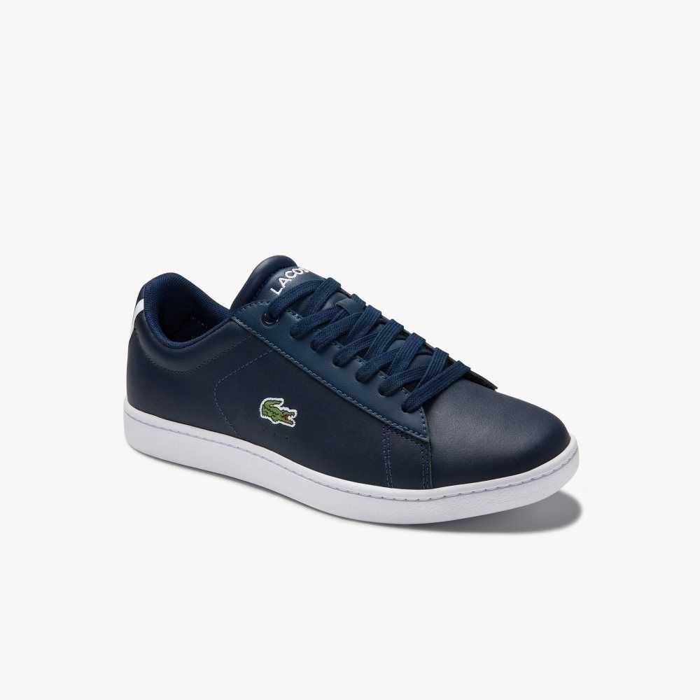 Nvy Lacoste Carnaby Evo Mesh-lined Leather Sneakers | YMGXLA-329