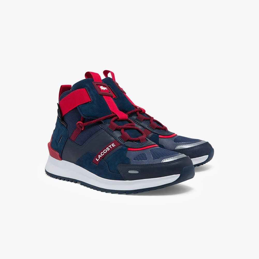 Nvy/Red Lacoste Run Breaker Textile and Leather Sneakers | PNCOWY-781