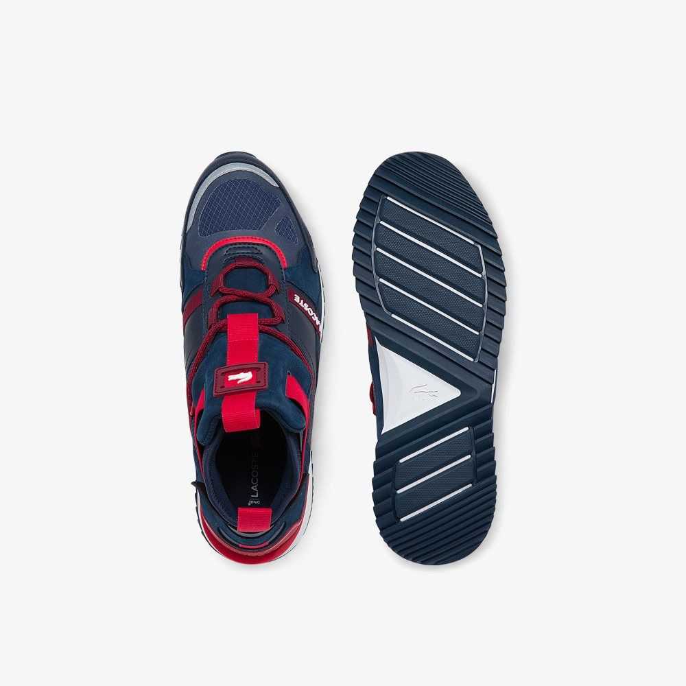 Nvy/Red Lacoste Run Breaker Textile and Leather Sneakers | PNCOWY-781