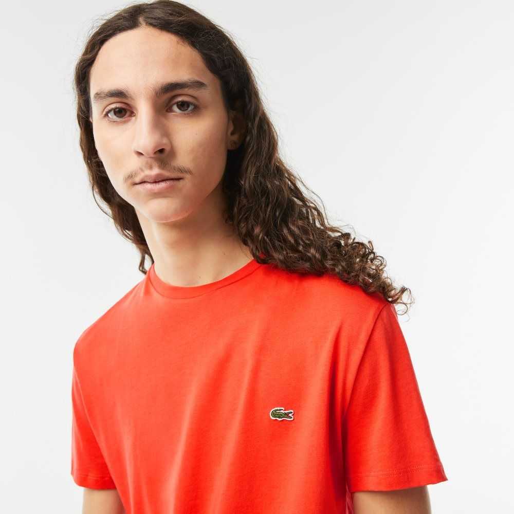 Orange Lacoste Crew Neck Pima Cotton Jersey T-Shirt | XOAZDM-783