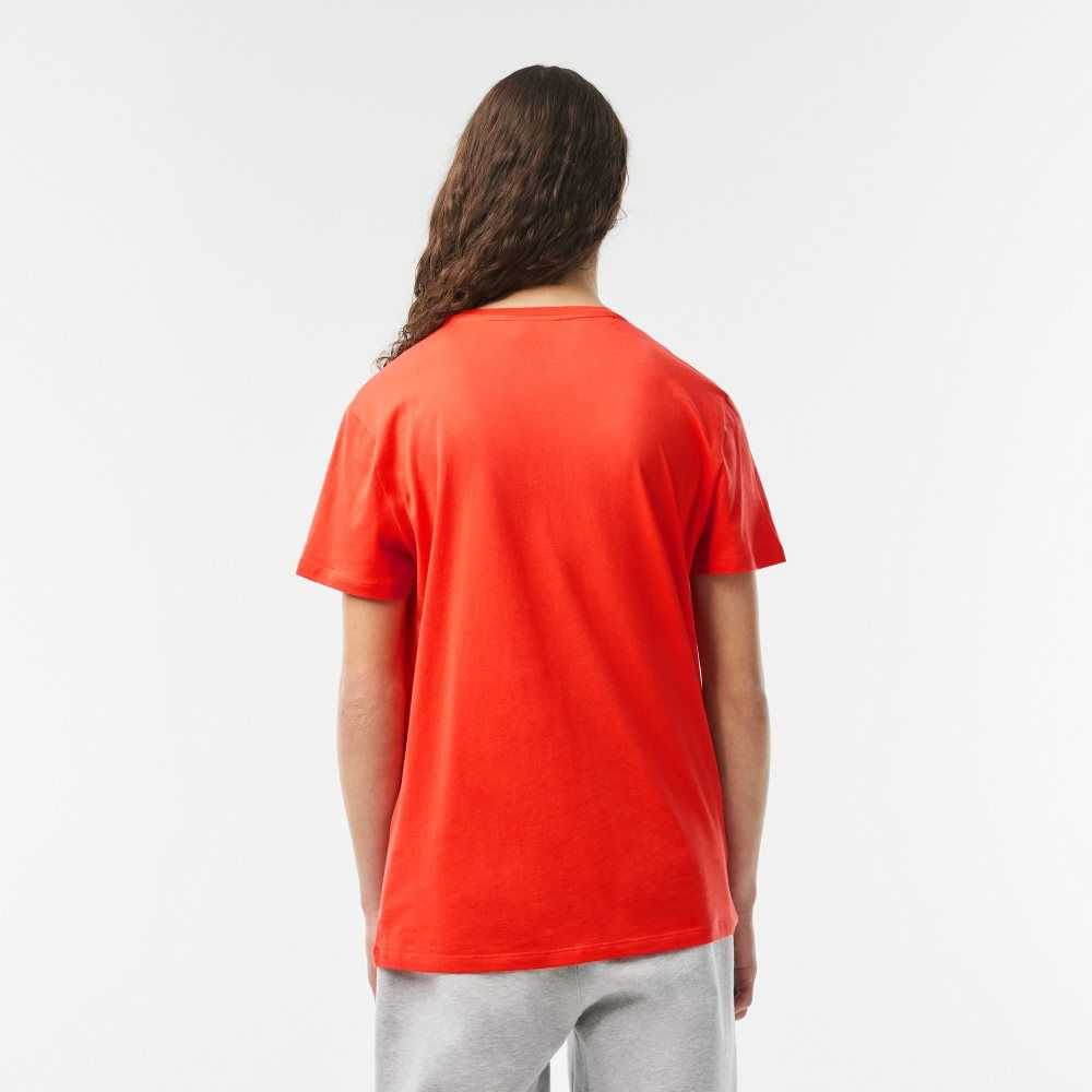 Orange Lacoste Crew Neck Pima Cotton Jersey T-Shirt | XOAZDM-783