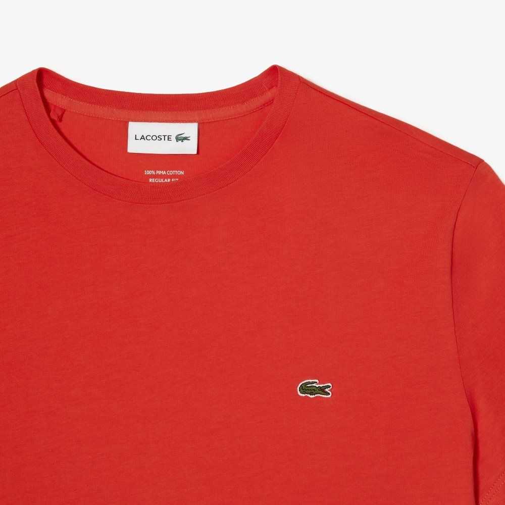 Orange Lacoste Crew Neck Pima Cotton Jersey T-Shirt | XOAZDM-783