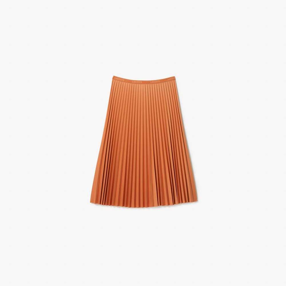 Orange Lacoste Elasticized Waist Flowing Pleated Skirt | FSRLYE-862