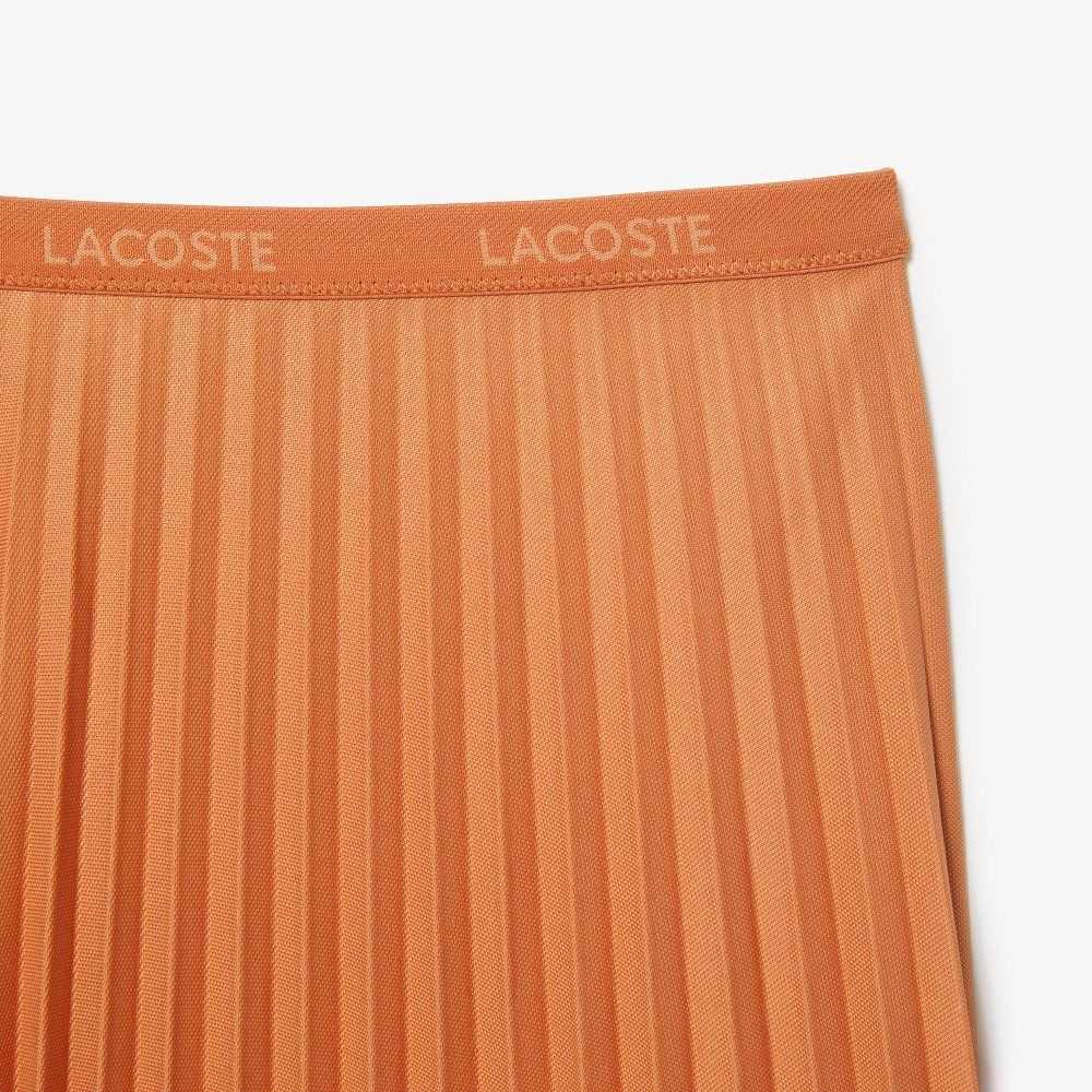 Orange Lacoste Elasticized Waist Flowing Pleated Skirt | FSRLYE-862