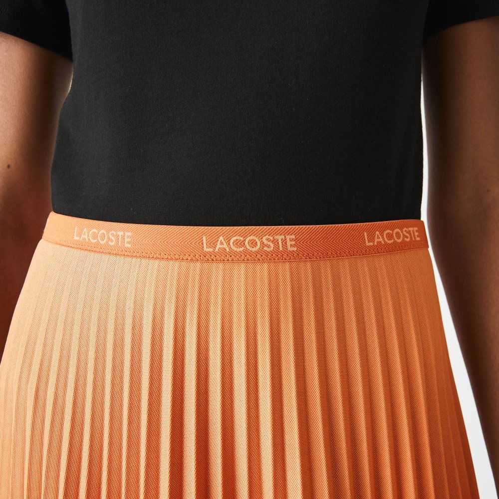 Orange Lacoste Elasticized Waist Flowing Pleated Skirt | FSRLYE-862