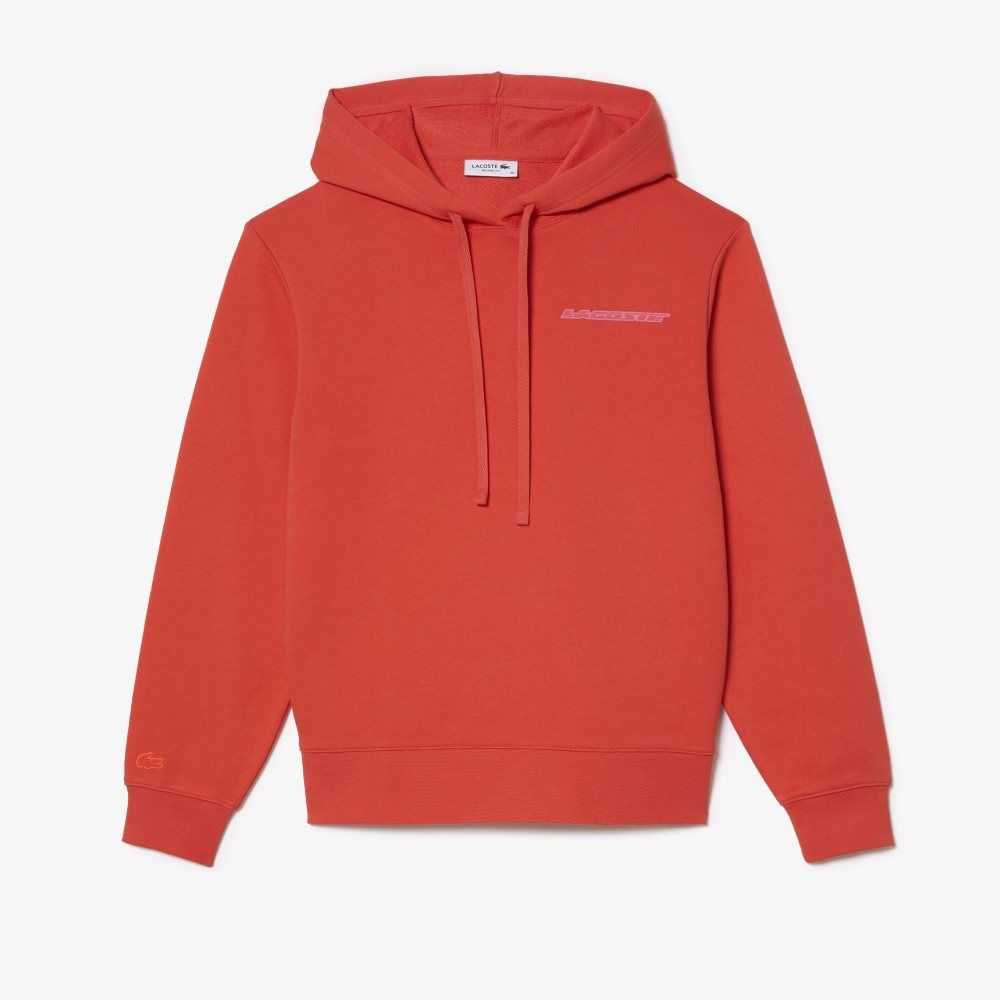 Orange Lacoste Loose Fit Hoodie with Contrast Branding | OXHTGQ-164