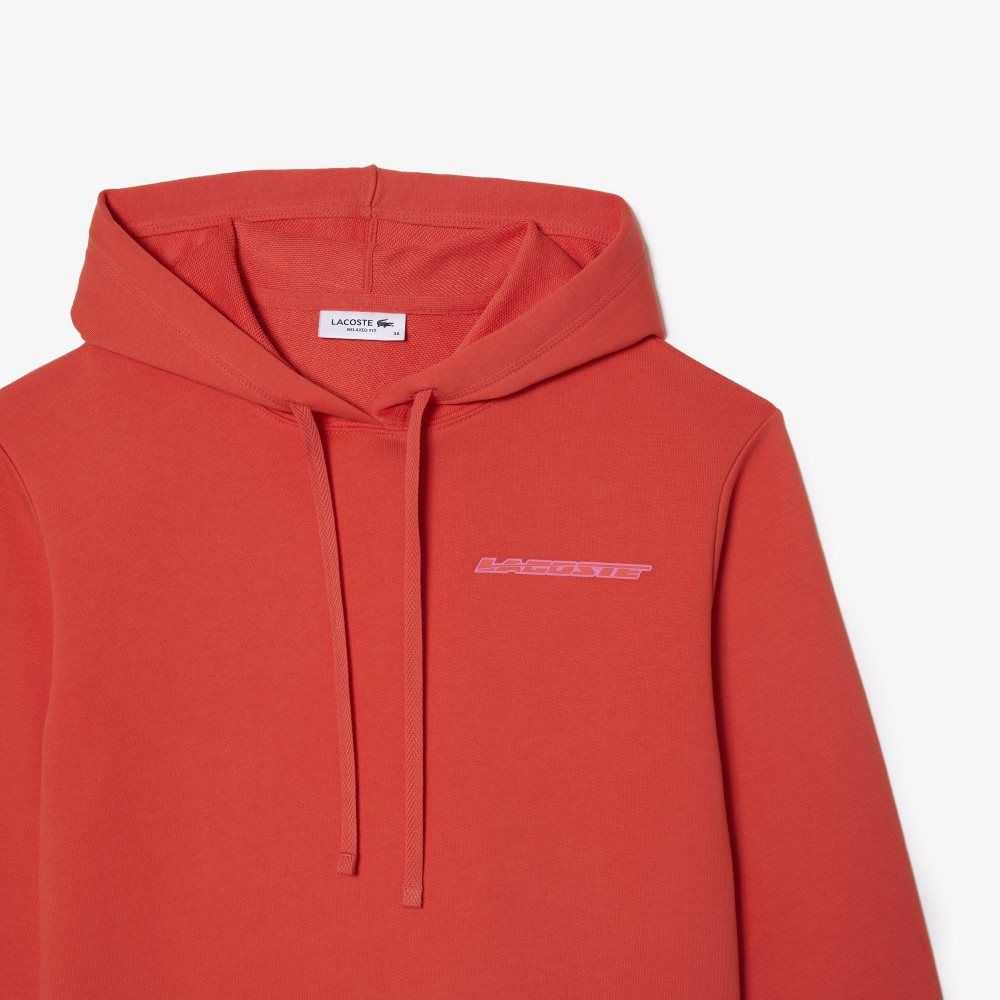 Orange Lacoste Loose Fit Hoodie with Contrast Branding | OXHTGQ-164