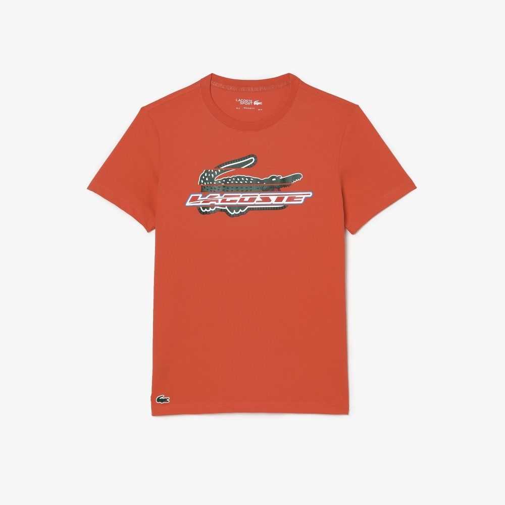 Orange Lacoste SPORT Regular Fit Organic Cotton T-Shirt | AIZUHL-279