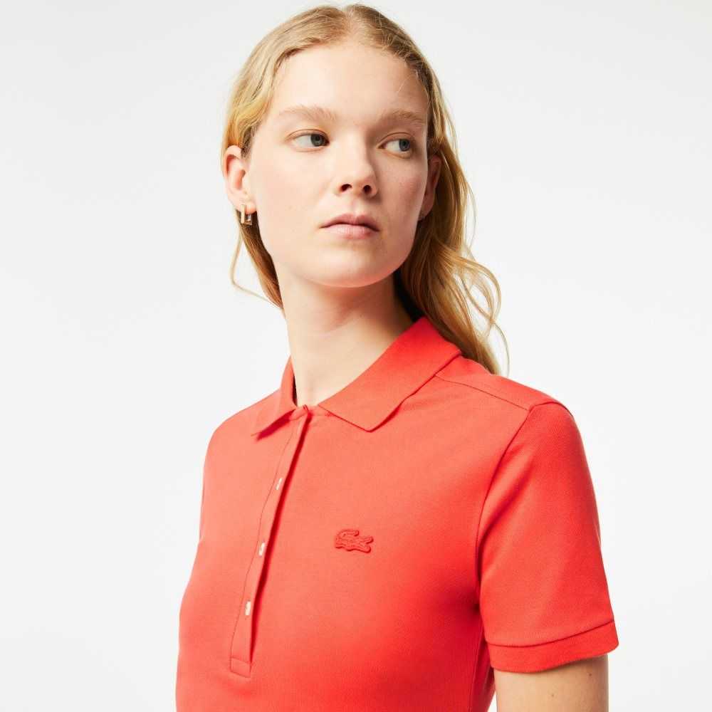 Orange Lacoste Stretch Cotton Pique Polo Dress | JVQWCD-573