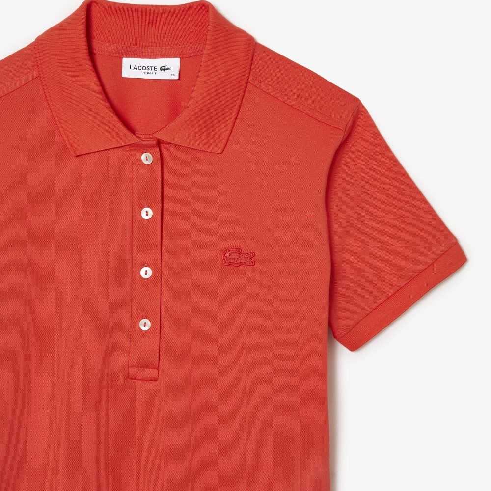 Orange Lacoste Stretch Cotton Pique Polo Dress | JVQWCD-573