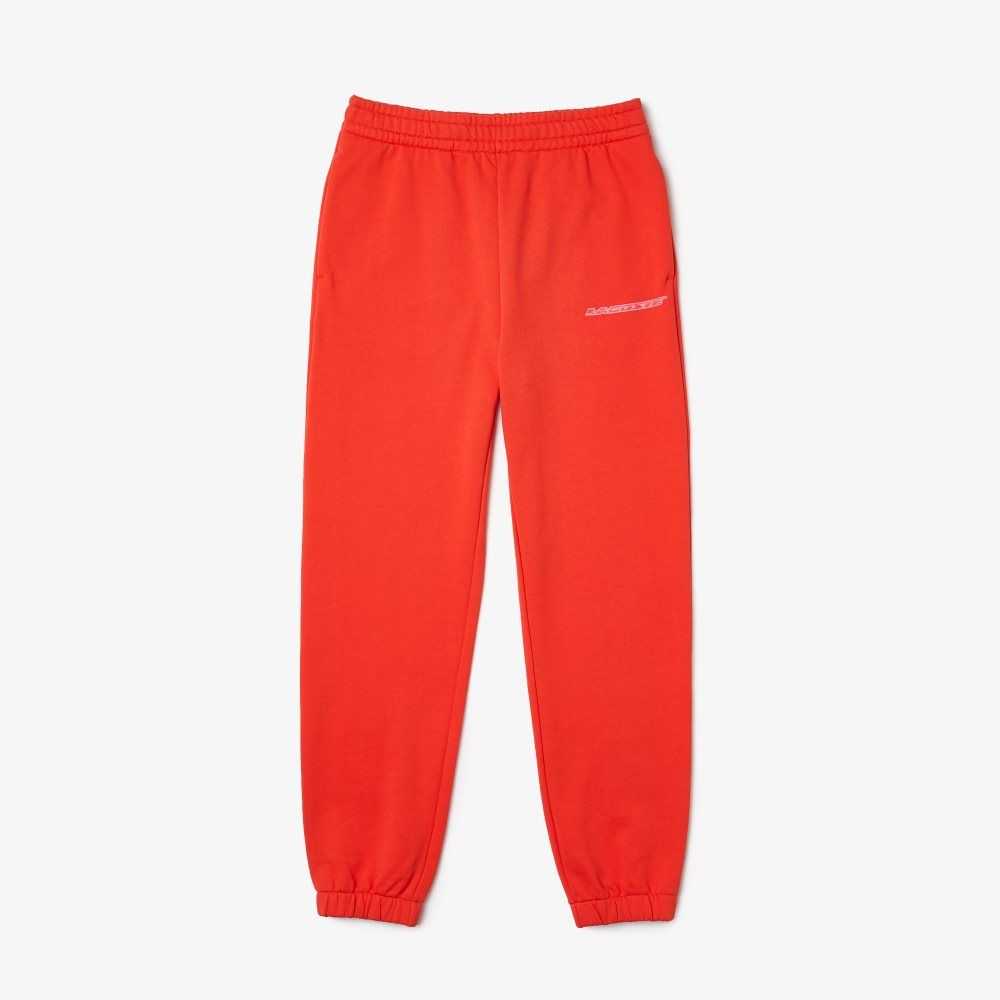 Orange Lacoste Unbrushed Flannel Joggers | YMLPBR-910