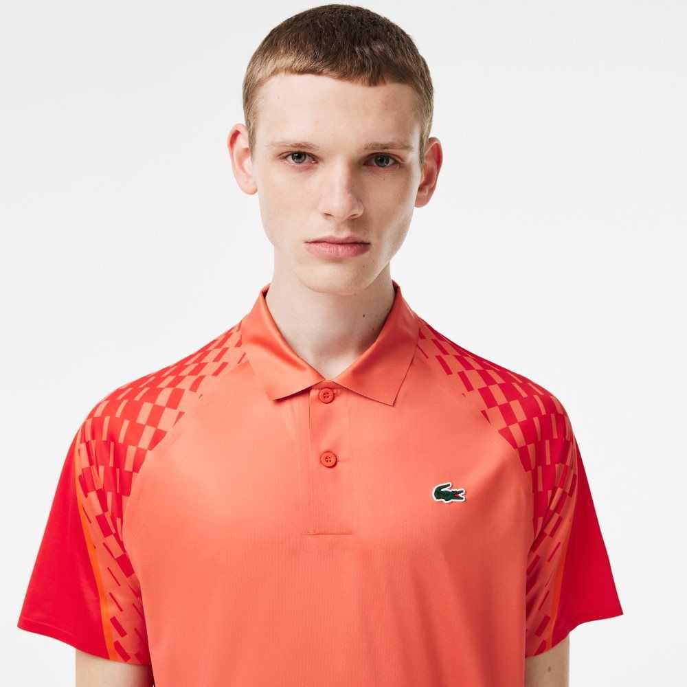 Orange / Red / Orange Lacoste Tennis x Novak Djokovic Tricolor Polo | SFBJMU-831