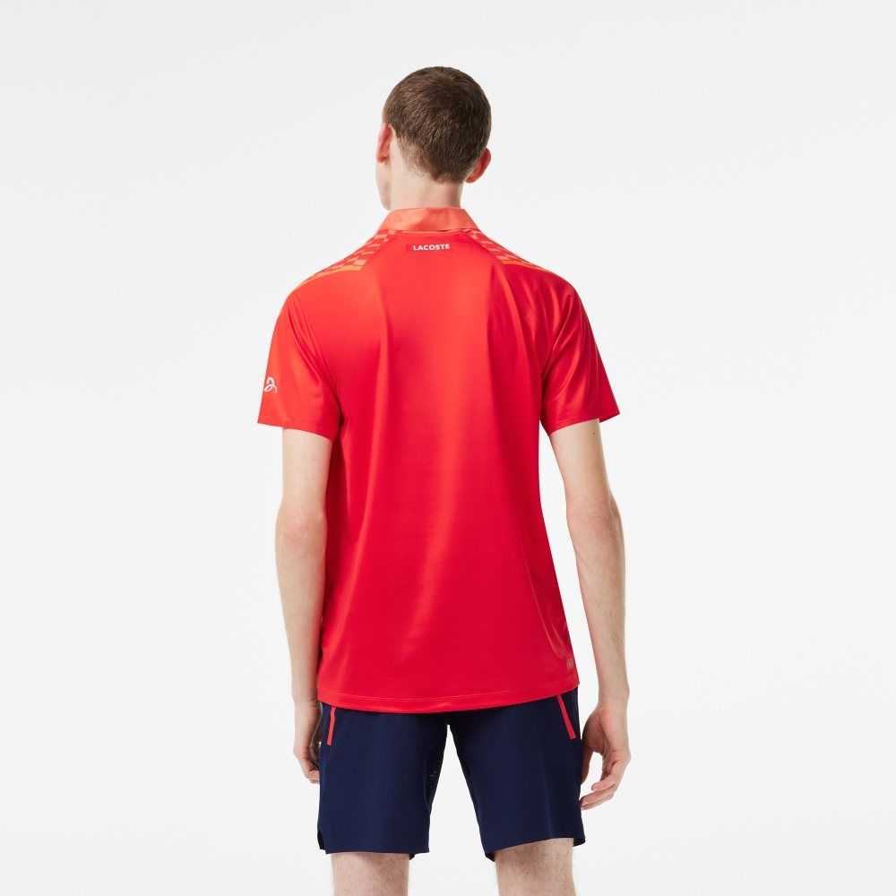 Orange / Red / Orange Lacoste Tennis x Novak Djokovic Tricolor Polo | SFBJMU-831